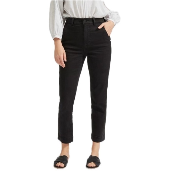 EVERLANE The Slim Leg Cropped Ankle Pants In Black - Picture 1 of 11